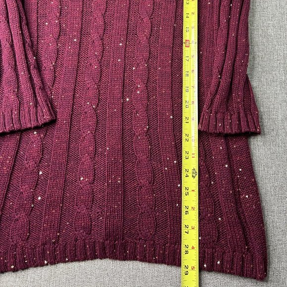 Cremieux Sweater Top Women's Small Round Neck Maroon w/ Gold Sequins NWT - Picture 5 of 13